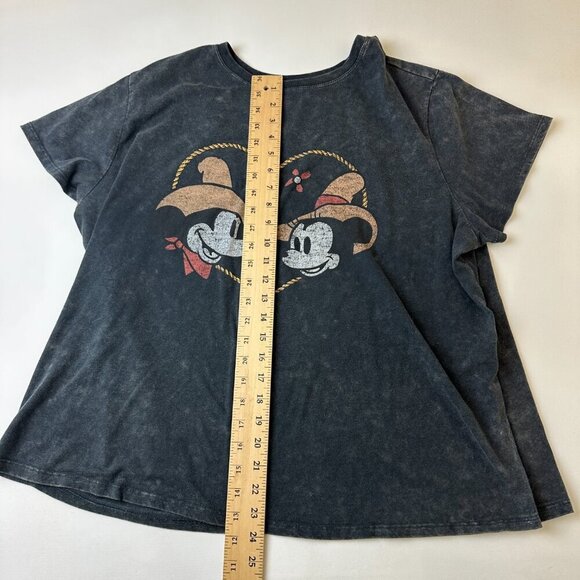 Disney Mickey Mouse Shirt Womens 3X Black Cowboy Hat Minnie Western Graphic Tee - Picture 8 of 11